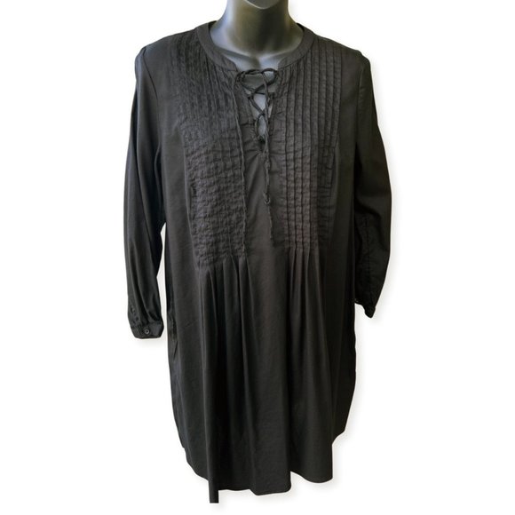 🌸 4/$50🌸 Black Lace-Up Tunic with Pleating Details - Picture 3 of 10